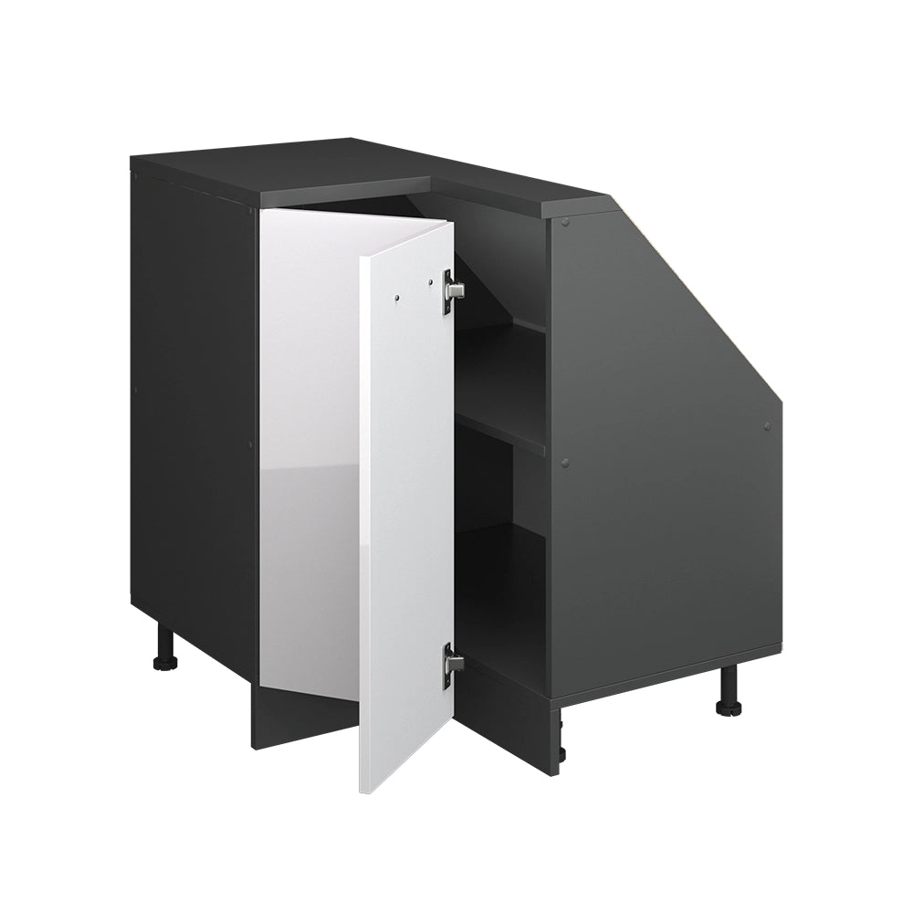 Mobile sottotetto Mobile angolare Rion Bianco lucido/Antracite 75.6 x 83.8 cm con 1 porta Vicco