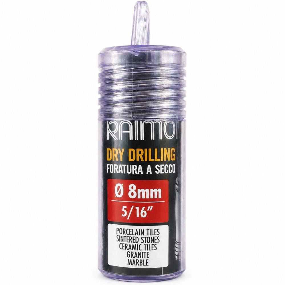 Foretto diamantato a secco raimondi attacco m14 per gres e marmo *** misura Ø8 mm (5/16”), confezione 1