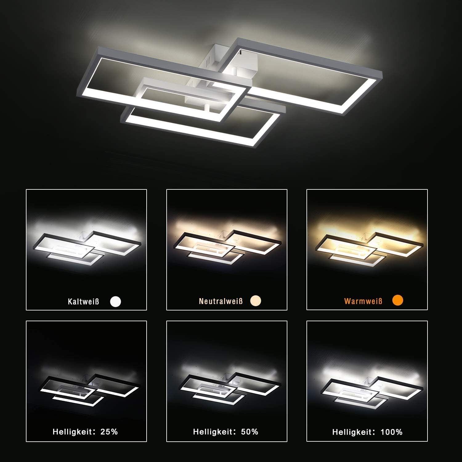 ZMH Lampada da soffitto plafoniera LED dimmerabile 63W telecomando per soggiorno