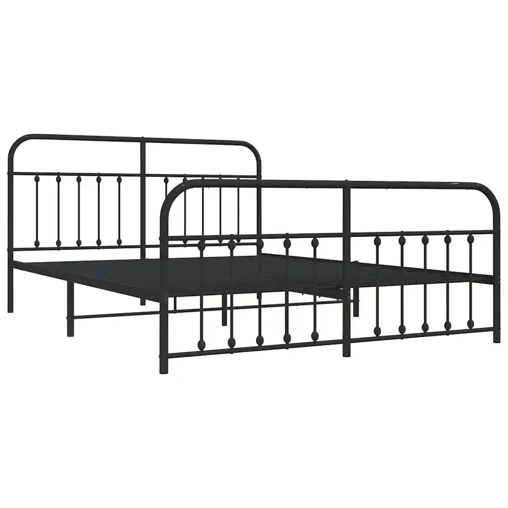 Giroletto con Testiera e Pediera Metallo Nero 183x213 cm 352601