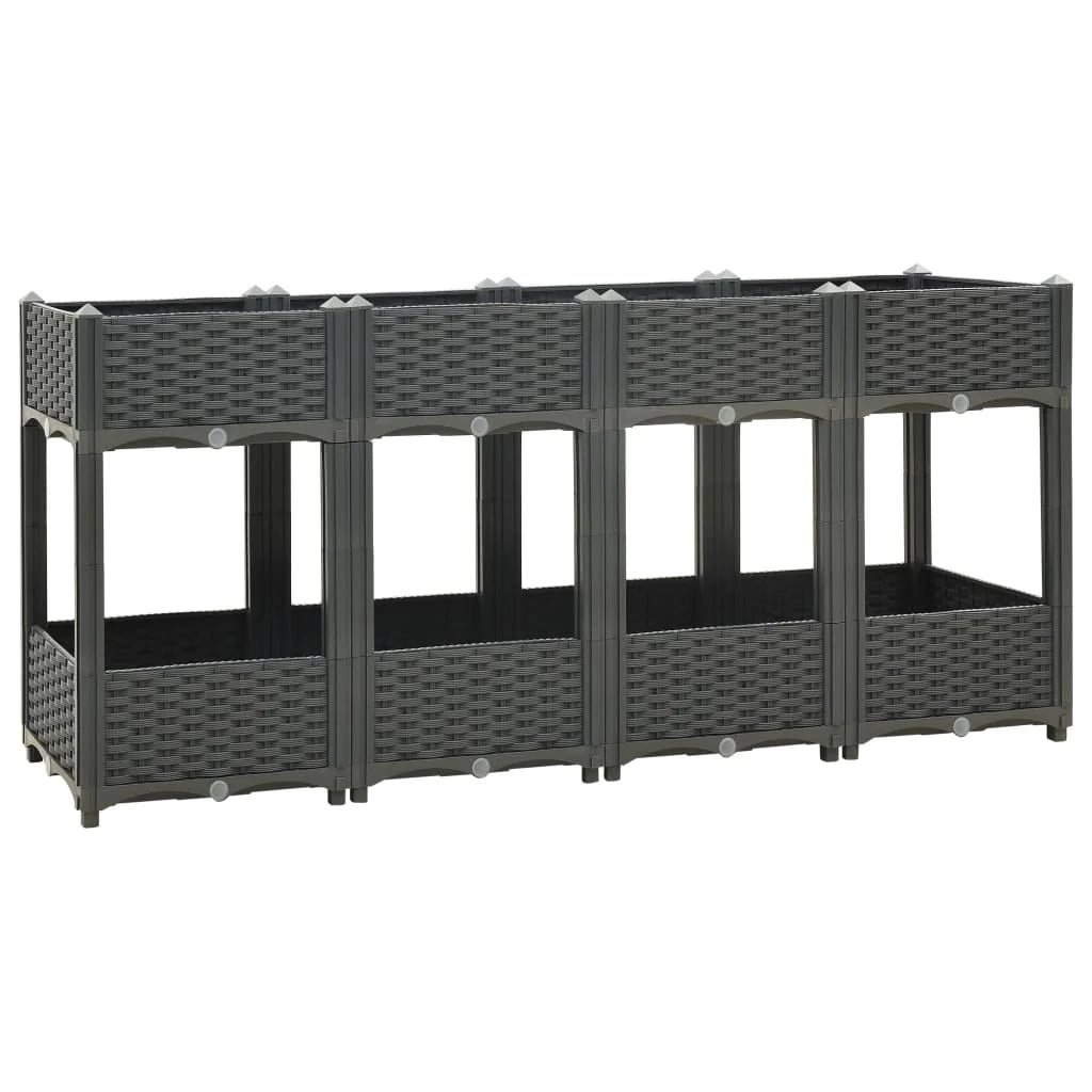 Fioriera rialzata per piante e fiori giardino 160 x 40 x 71 cm polipropilene grigio scuro 02_0000921