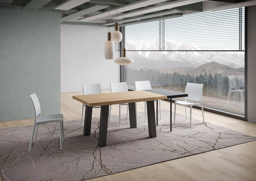 Tavolo allungabile 90x140/190 cm Svalen scortecciato rovere gambe antracite