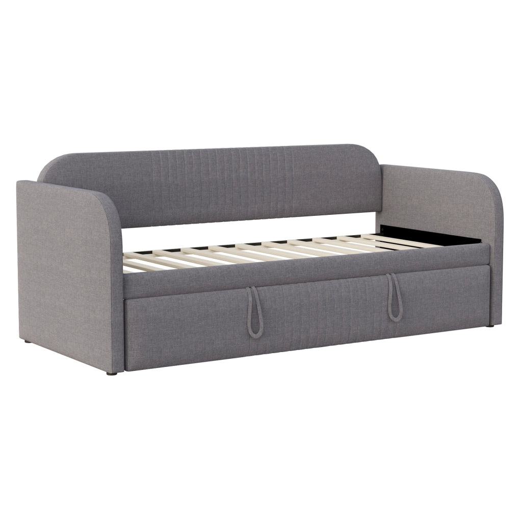 Divano letto 90x190 cm trasformabile in 180x190 cm in lino grigio