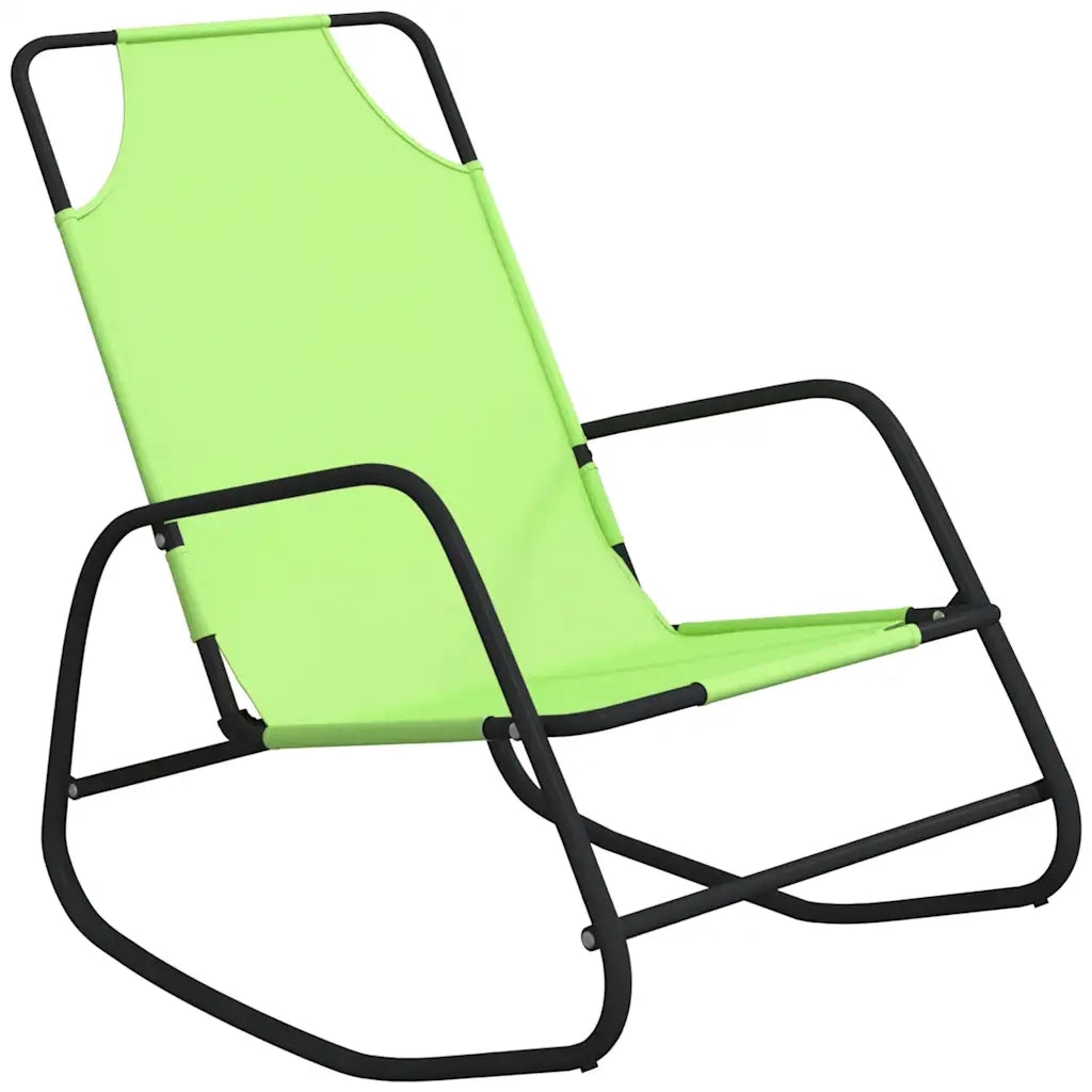Lettini Prendisole a Dondolo 2 pz in Acciaio e Textilene Verde 318143