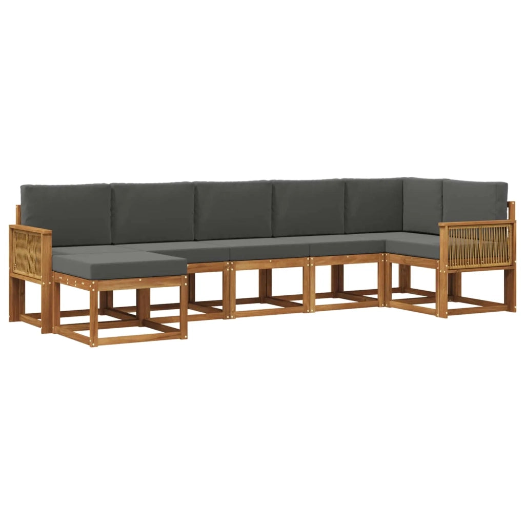 Set di divani da esterno 7 pz Naturale e Antracite Poliestere 3385398
