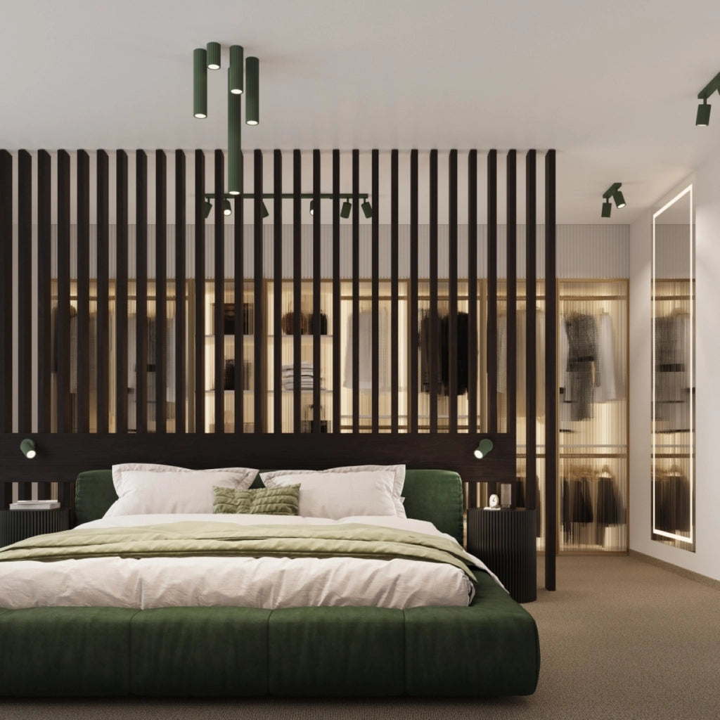 Spot soffitto moderno verde oliva, tubo 60 cm GU10