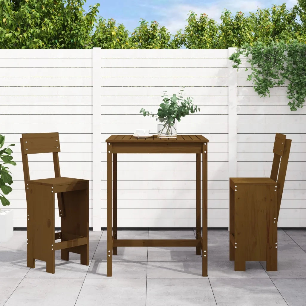 Set Bar da Giardino 3 pz | Set Salotto da Giardino ambra in Legno Massello di Pino
