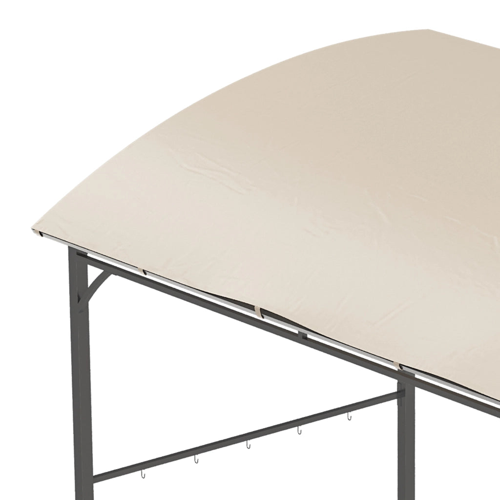 Gazebo da grill in poliestere beige con 10 ganci, struttura metallica stabile, 215 x 150 x 220 cm