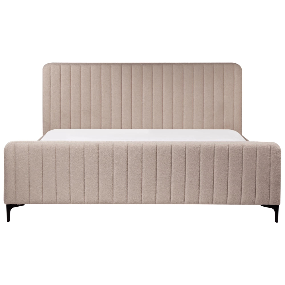 Letto in bouclé tortora UE Matrimoniale 180 x 200 cm Testiera Imbottita con Gambe in metallo Design moderno