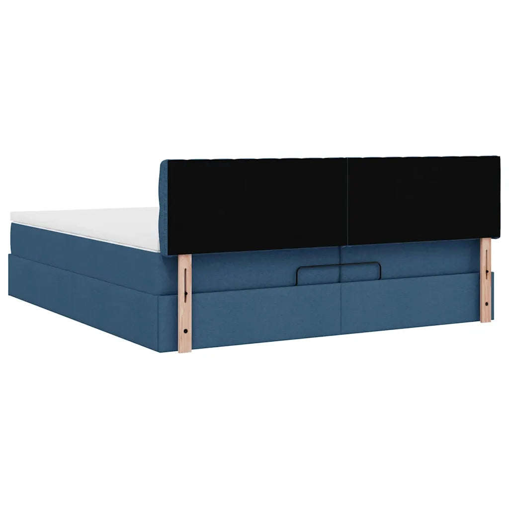 Struttura Letto Pouf con Materassi Blu 200x200 cm in Tessuto 3312422