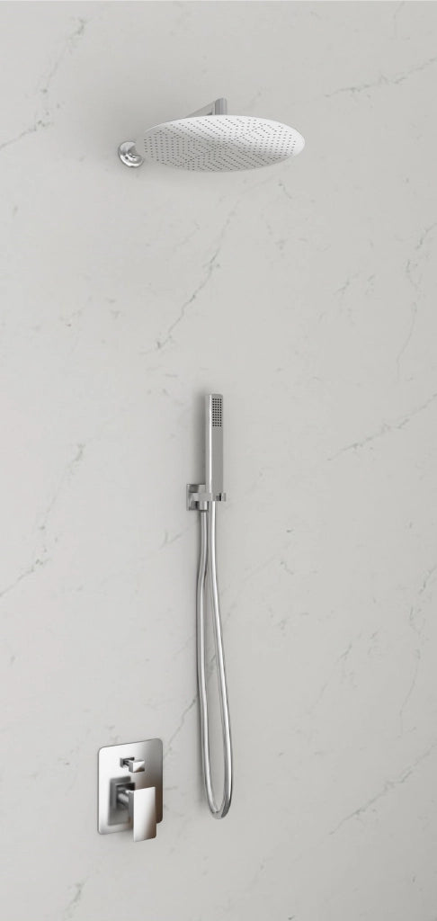Kit Doccia Con Soffione Tondo E Doccino In Acciaio Inox