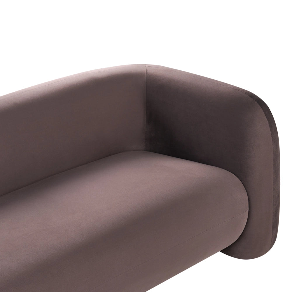 Divano a 3 posti in velluto marrone scuro con cuscini aggiuntivi stile elegante