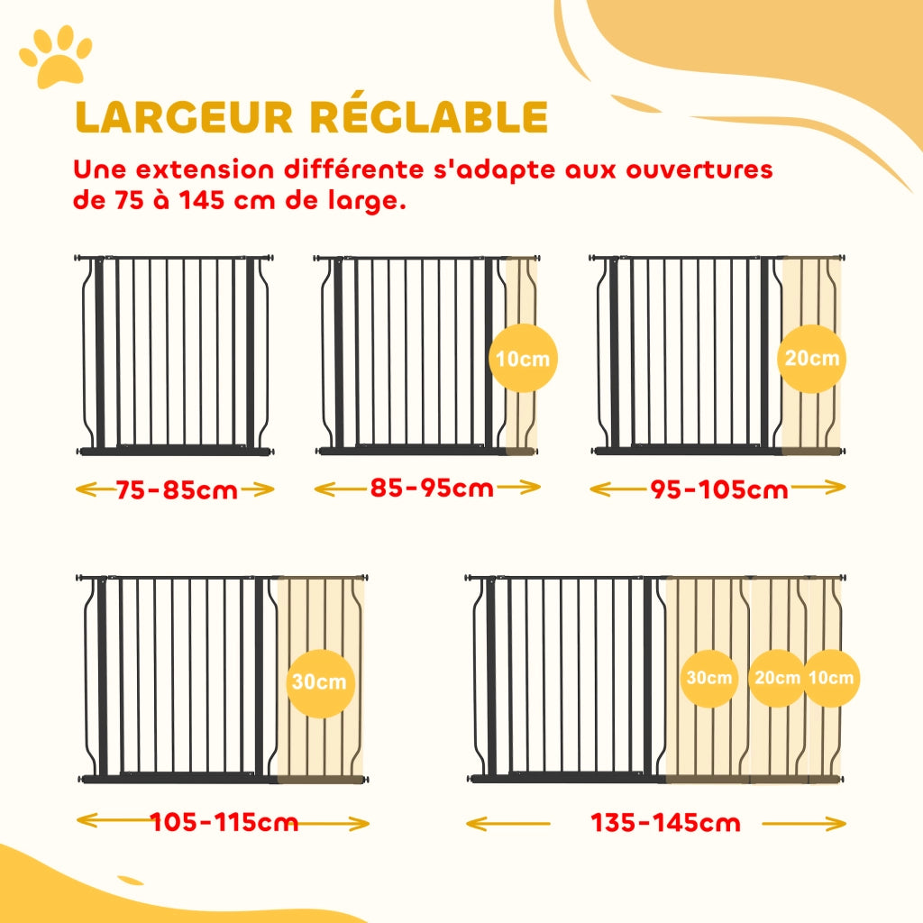 Barriera di Sicurezza Regolabile per Animali Domestici ¨C zephmum ¨C 145L x 76H cm Nero