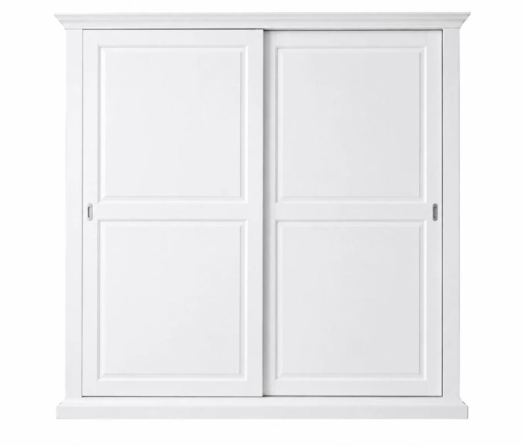 Armadio classico 2 porte scorrevoli legno shabby bianco 275x66x254 (2166) - Mobili 2G