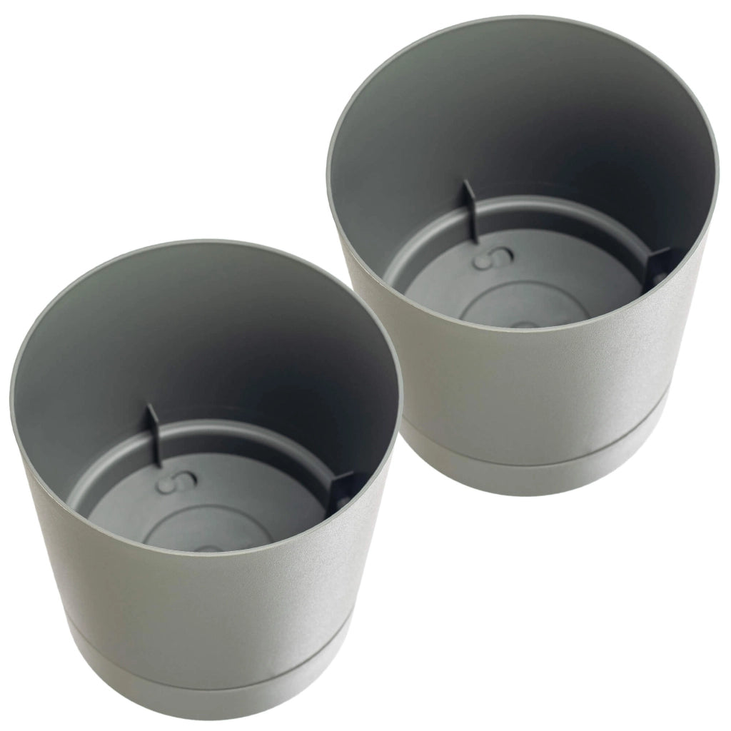 Vaso da fiori KADAX con coprivaso e sottovaso, rotondo, 20 cm, set da 2