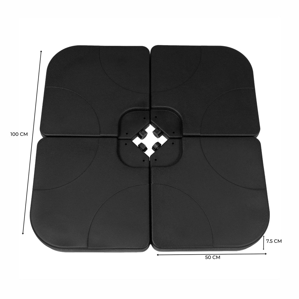 Set 4 Pesi Base Ombrellone Decentrato Quadrata Riempibile Nero