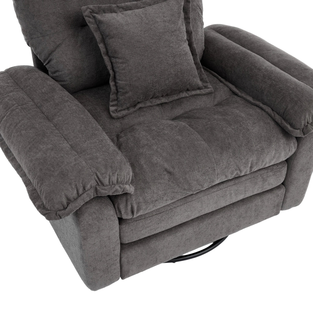 Poltrona girevole 360° con Cuscino di supporto in Chenille Grigio 116 × 84 × 96 cm
