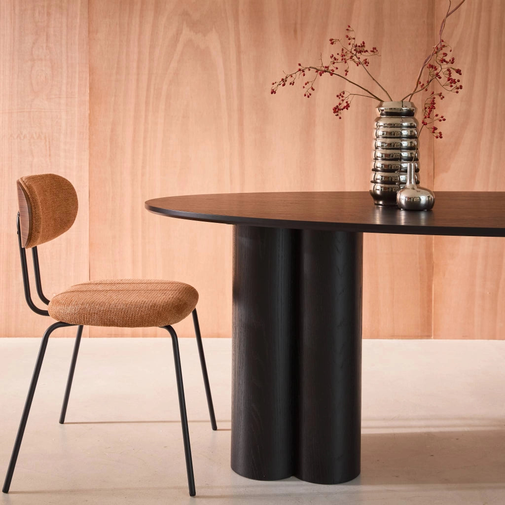 Tavolo da pranzo ovale in legno di hevea e impiallacciato rovere 8