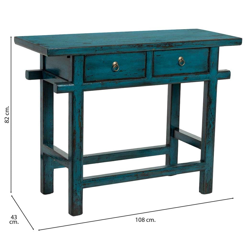 Mobile da ingresso in legno blu 108x43x82h cm