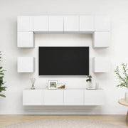 Set Mobili Porta TV 8 pz Bianco in Legno Multistrato 3078691