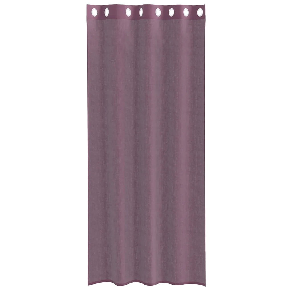 Tende in Voile con Occhielli 2 pz Viola 140x245 cm