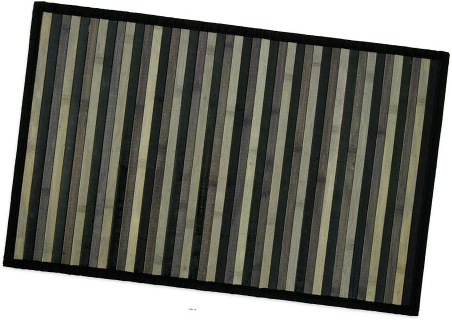 Tappeto Bamboo Legno 50x77 cm Stuoia Cucina Degradè Tovaglietta Colazione Retro Antiscivolo Nero