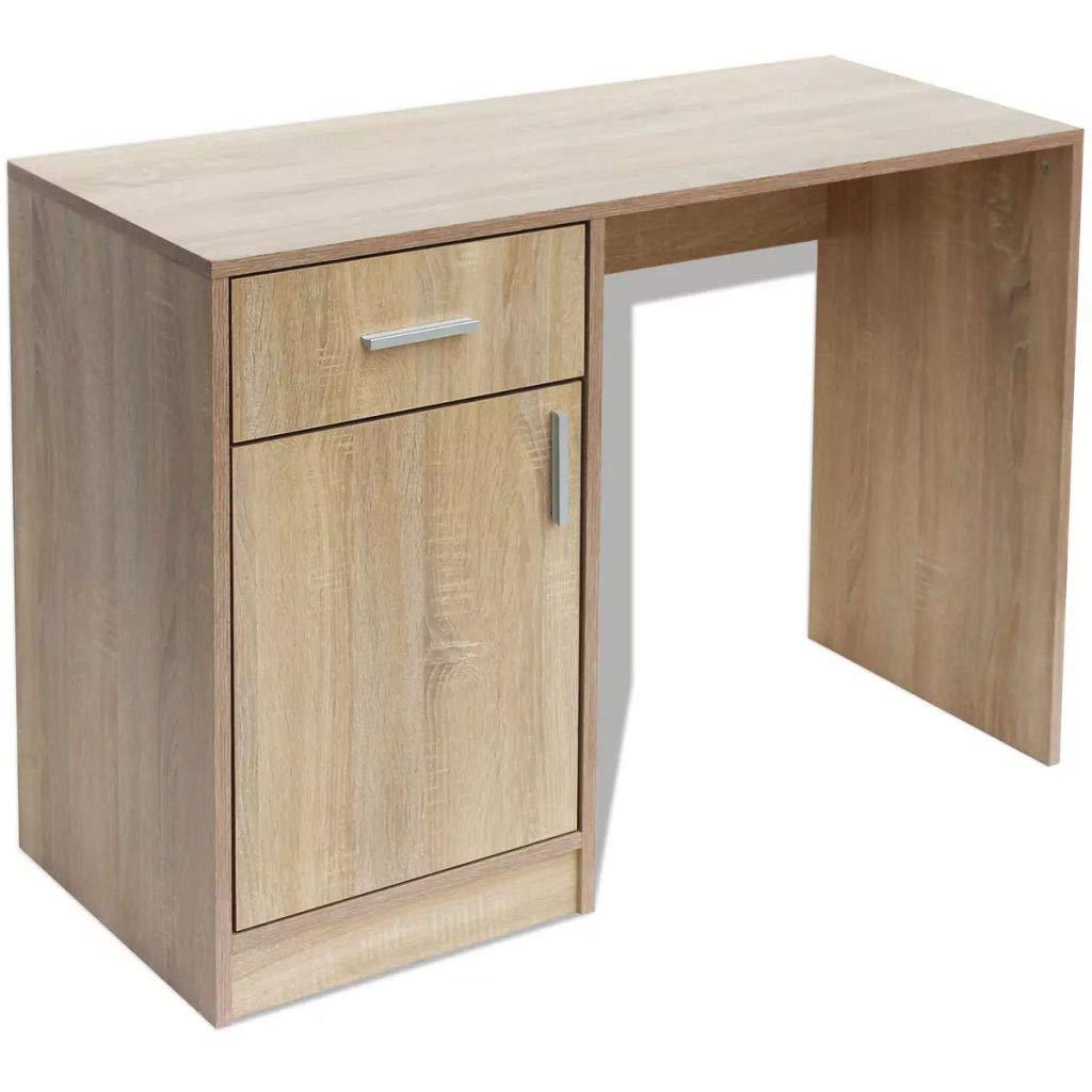 Scrivania da ufficio mobiletto porta computer con cassetto e armadietto 100 cm rovere 0502110