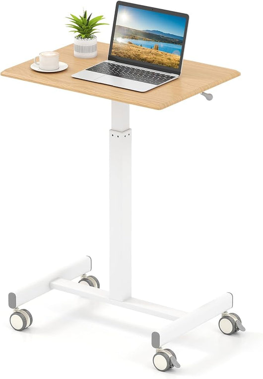 Tavolino da Divano e Letto con Ruote Bloccabili, Tavolino Porta PC Regolabile in Altezza con Pistone a Gas, Ruote Lisce, Base a Forma di H, Ideale per Lavorare e Mangiare