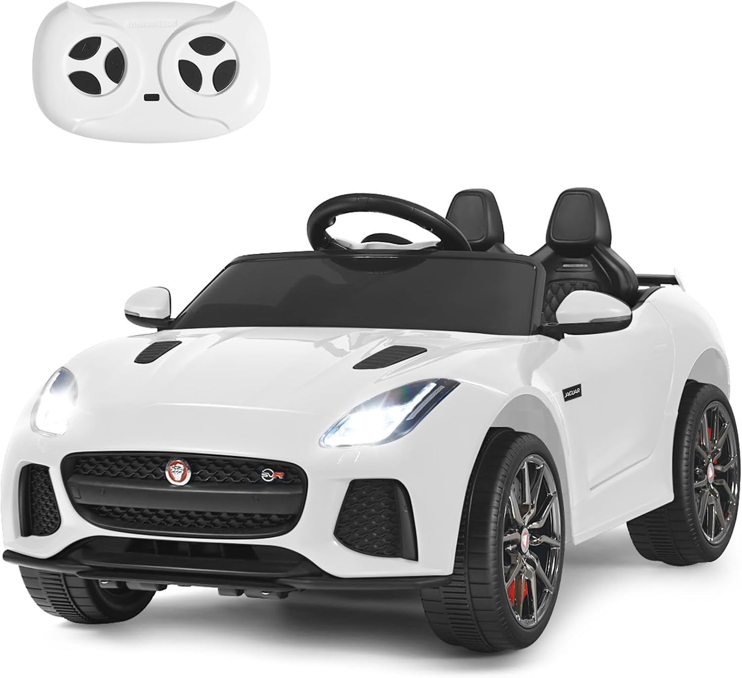 Jaguar Auto Elettrico 12 V per Bambini, Macchina Elettrica con Telecomando, con Luci Musica Storia, Avvio Lento, Velocit¨¤ 3-5 km/h (Bianco)