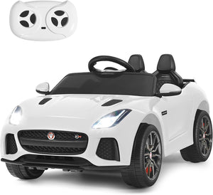 Jaguar Auto Elettrico 12 V per Bambini, Macchina Elettrica con Telecomando, con Luci Musica Storia, Avvio Lento, Velocit¨¤ 3-5 km/h (Bianco)