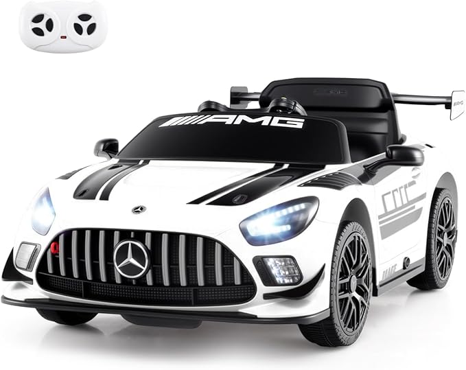 Macchina Elettrica per Bambini, Mercedes Auto Cavalcabile con Telecomando 3 Velocità Luci LED Musica e Connessione Senza Fili, Partenza Morbida, 4,5 Km/h, 3+ Anni (Bianco)