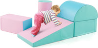 Set di 5 Blocchi con Diverse Forme e Colori, Giocattolo per Arrampicata e Strisciamento, Aiuta i Bambini a Crescere (Verde e rosa chiaro)