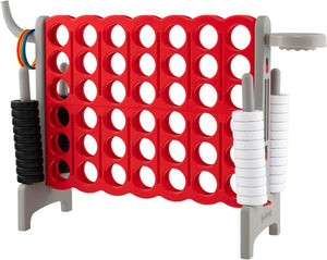 Forza 4 Gigante, Set forza 4 per Bambini e Adulti, con Canestro e Gioco di Lancio, Perfetto per Feste di Compleanno e Vacanze (Grigio)