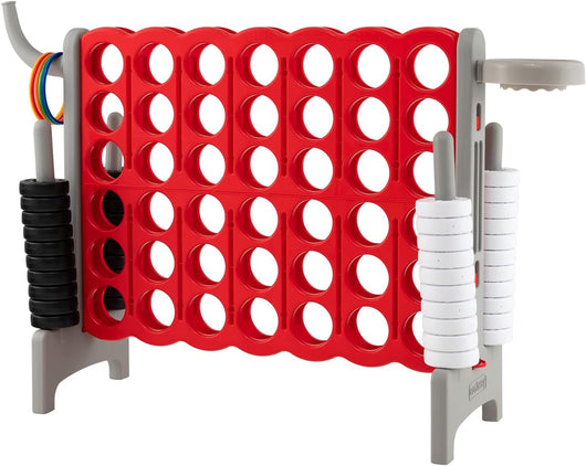 Forza 4 Gigante, Set forza 4 per Bambini e Adulti, con Canestro e Gioco di Lancio, Perfetto per Feste di Compleanno e Vacanze (Grigio)