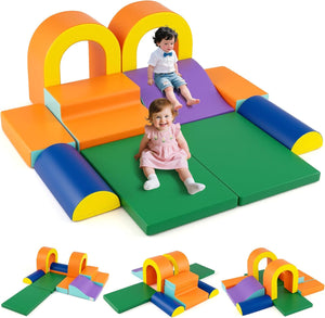 Set di 10 Blocchi da Arrampicata in Schiuma, Palestra da Gioco in Morbida Pelle Sintetica, Strutture Leggere per Scalare, Arrampicarsi, Scivolare, per Bambini 1+ Anno (Arancione)