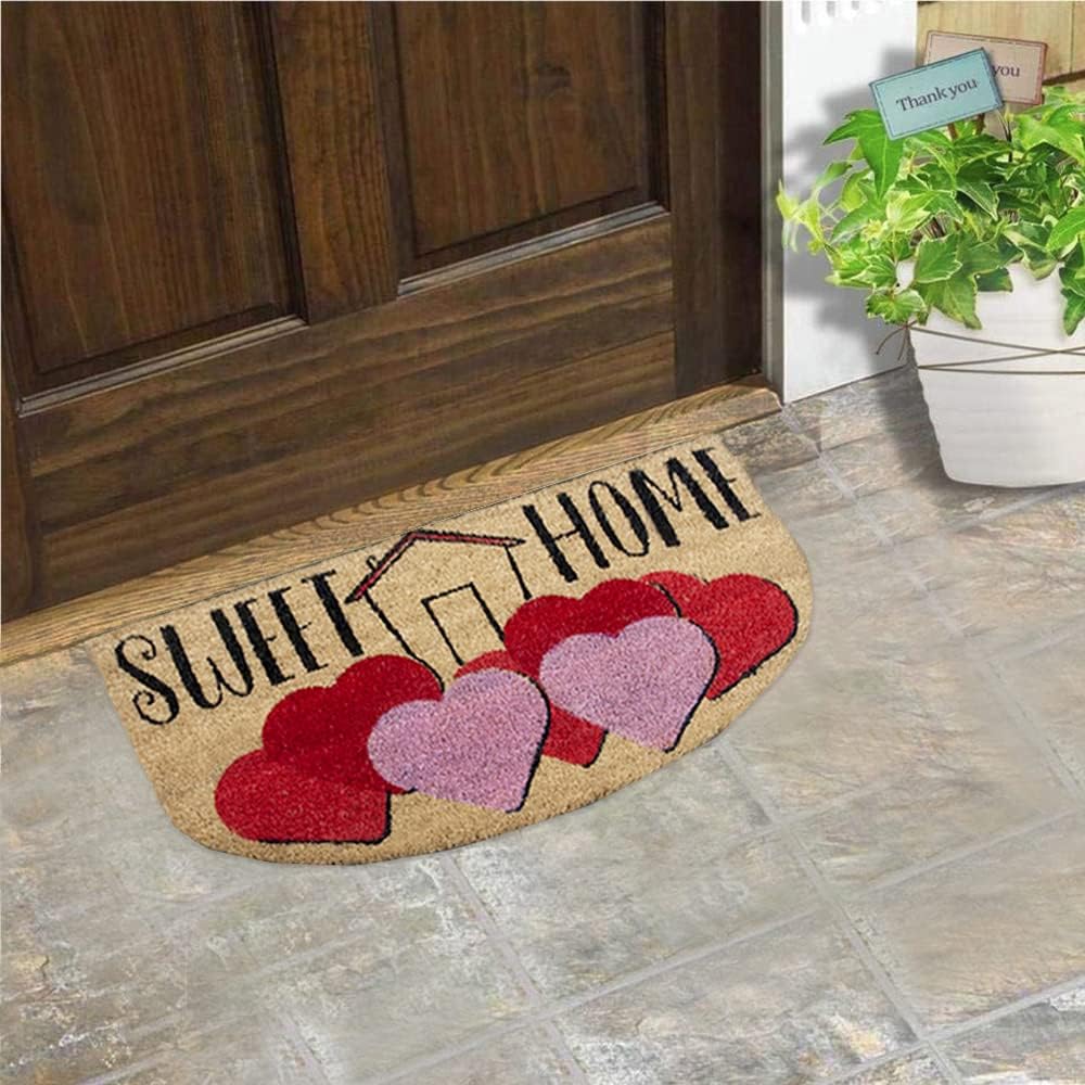 Zerbino Cocco 40x75 cm SWEET HOME Retro Gomma Antiscivolo Tappeto Moderno Porta Ingresso Entrata