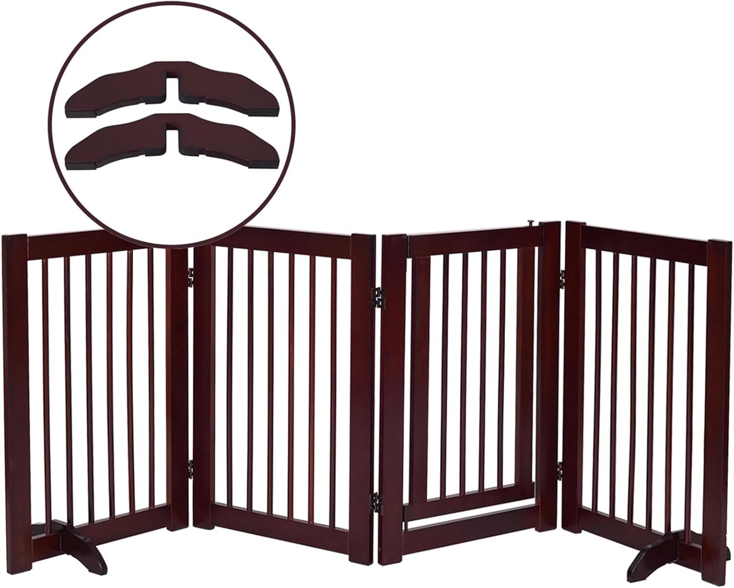 Cancelletto di Sicurezza Barriera Protettiva per Cani Animali Domestici Bambini, Pieghevole, in Legno di Pino, 3/4 pezzi (Piede Adatto)