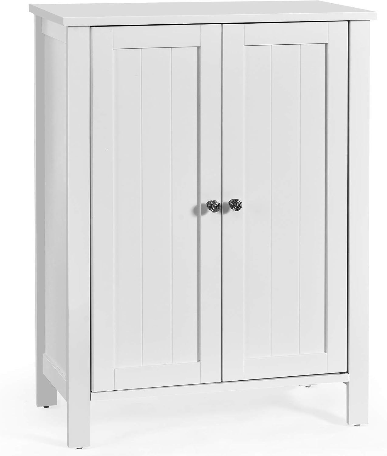 Mobile Bagno con Ripiani 60 x 30 x 80,5 cm, Mobiletto Multiuso con Doppia Anta e Mensola Regolabile, Mobile a Terra Salvaspazio per Casa, Soggiorno e Corridoio (Bianco)