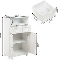 Armadietto Terra da Bagno Mobile Autoportante, Mobiletto Ufficcio Multiuso, con Cassetti e Ripiani, Ampio Spazio, Legno (Bianco)