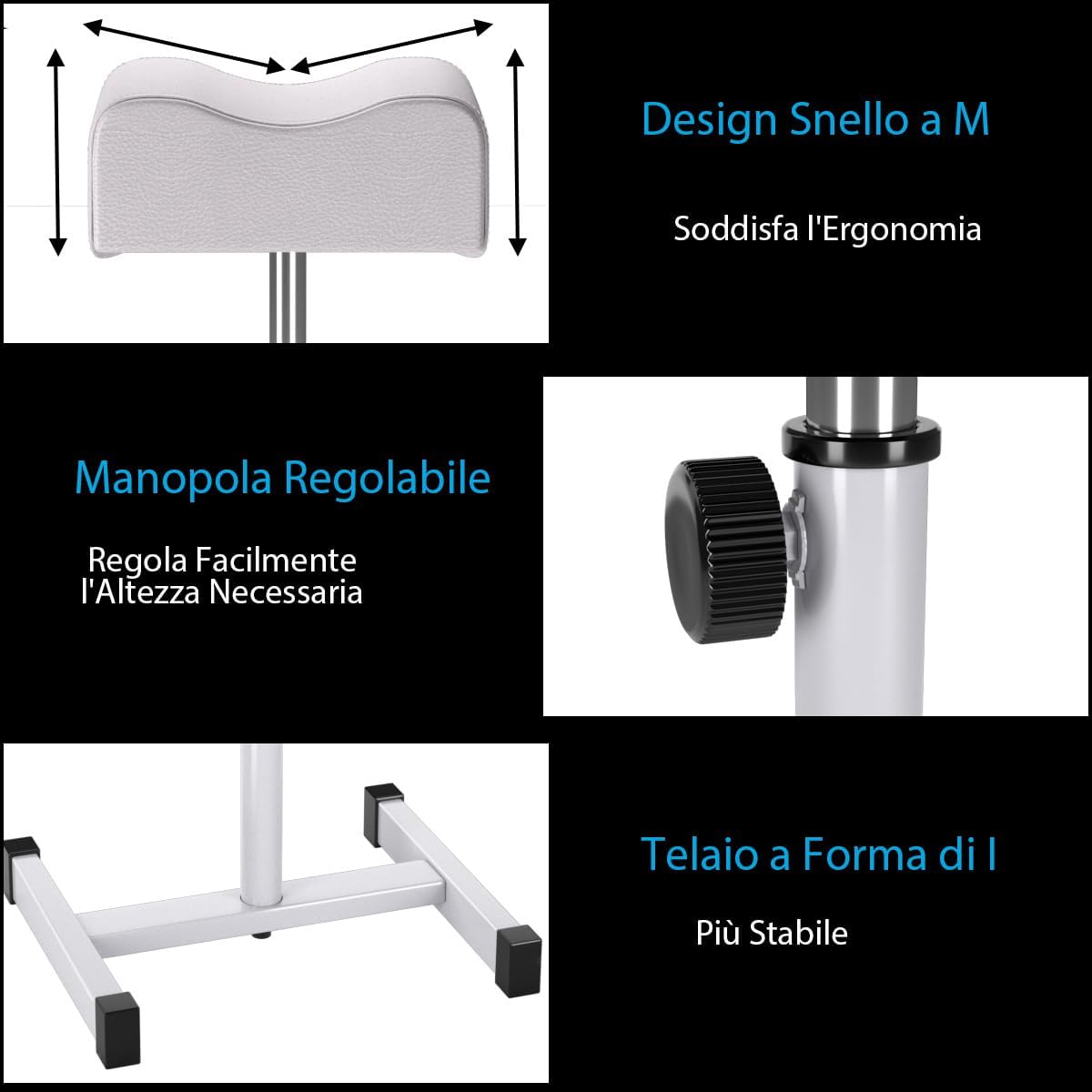 Poggiapiedi Pedicure Manicure, Sgabello Pedicure Estetista Regolabile in Altezza, Poggia Piedi per Pedicure con Cuscino Spesso (Bianco)