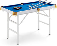 Tavolo da Biliardo Pieghevole, Mini Tavolo da Gioco Biliardo con Set di Accessori Stecche Palline Gessetti e Spazzola, Piedi Regolabili, per Sala Giochi bar Palestra, 122x64x78 cm