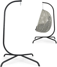 Supporto per Amaca a C, Base per Sedia Sospesa in Metallo Pesante con Gancio a Molla e Rotazione a 360°, Telaio per Amaca per Interni ed Esterni, Portata 180 kg