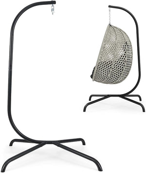 Supporto per Amaca a C, Base per Sedia Sospesa in Metallo Pesante con Gancio a Molla e Rotazione a 360°, Telaio per Amaca per Interni ed Esterni, Portata 180 kg