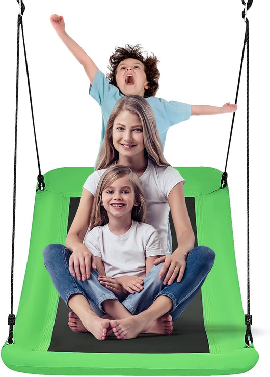 Altalena da Giardino per Bambini, Con Telaio in Metallo, Regolabile in Altezza, Carico Fino a 150 kg, Ideale per Parco, Parco Giochi, Cortile, 80 x 150 cm (Verde)