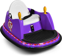 Veicolo Elettrico Macchina Elettrica Design Autoscontro per Bambini, Girevole a 360°, con Luci e Musica, con Telecomando, per Bambini 2-5 Anni (Viola)