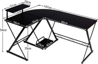 Scrivania Angolare a Forma L, Scrivania da Angolo per Computer, con Alzata per Monitor, Postazione da Lavoro Angolare per Casa e Ufficio (Nero)