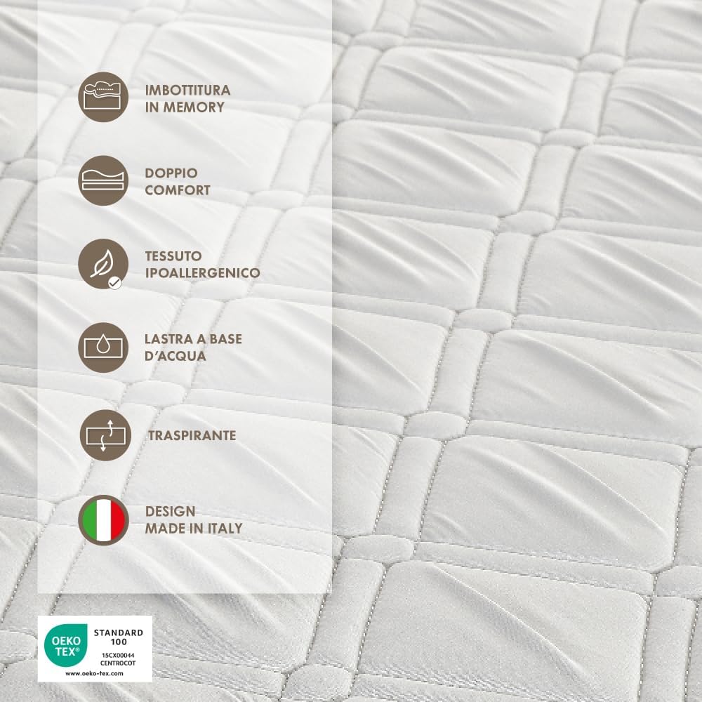 Materasso piazza e mezza memory 120x190 alto 20 cm antiacaro e antibatterico Farmarelax