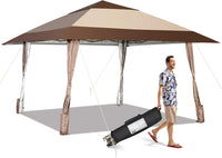 Gazebo da Giardino 3 x 3 M, Gazebo da Esterno con Ruote, Struttura in Acciaio, Regolabile in Altezza, Ideale per Feste, Barbecue, Giardino