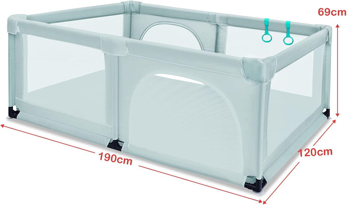 Box per Bambini, Centro Attività Portatile e Sicuro per Bambini, Box Colorato con Cancello, Recinto Extra per Interno ed Esterno con Rete Traspirante Durevole (Blu)