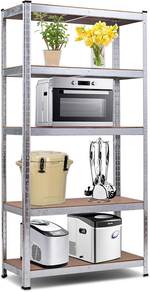 Scaffale per Garage, Scaffalatura a 5 Ripiani, Capacità 175kg Ogni Ripiano, Struttura Acciaio Resistente, 180x90x40cm